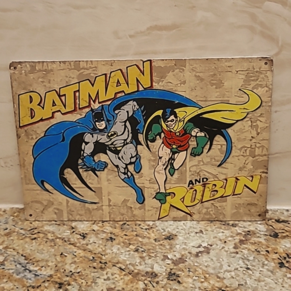 Batman‎ & Robin Metal Sign 12"×8" Super Hero kids Party Decor Boys Room decor